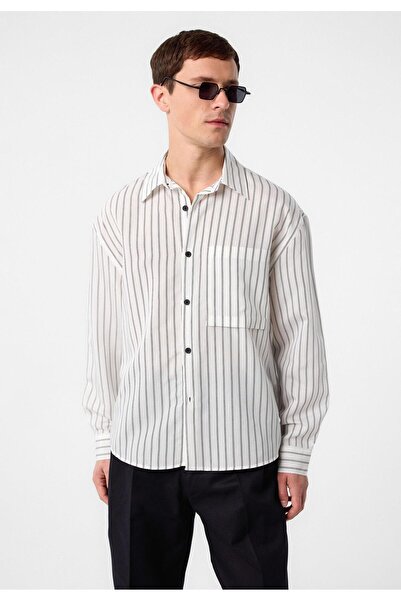 Antioch White Relax Fit Striped Men's Shirt