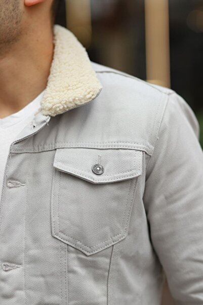 comstar Чоловіча модна зимова джинсова куртка бежевого кольору з куркою всередині