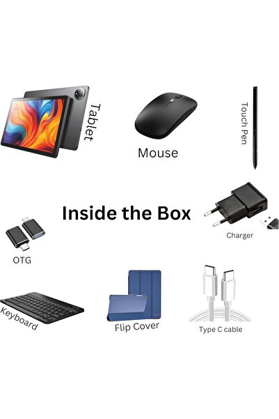 OTEETO TAB 14 Pro 10-inch Display, Android 14, 8+13MP, 8GB+512GB, 8000mAh, 4G, Keyboard, Cover
