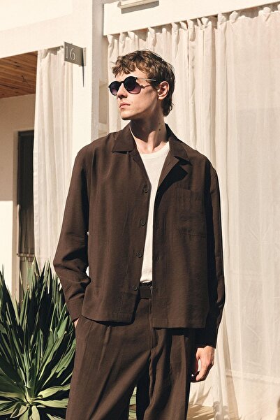 Antioch Brown Relax Fit Modal Fabric Men's Shirt