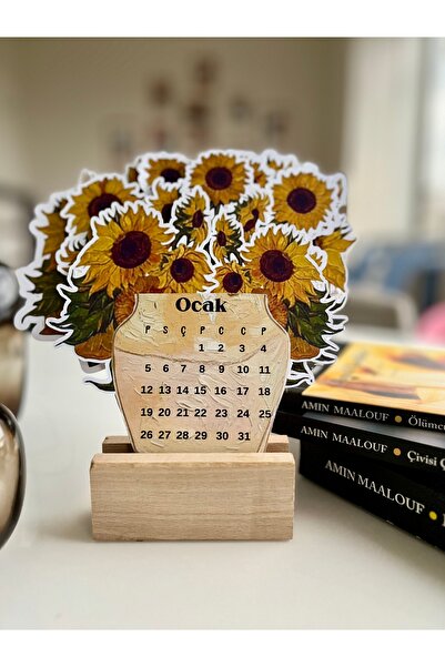 OEM Roekraft Van Gogh’un On İki Ayçiçekli Vazosu tasarımlı takvim , Parlak Kuşe baskı , 2026 Takvim