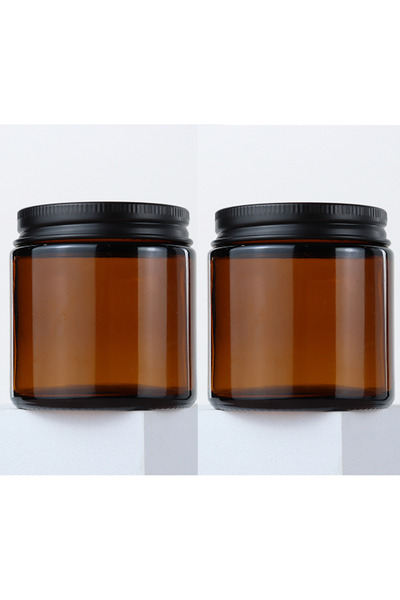junibeliw 2 Adet Amber BOŞ Cam Dekoratif Krem Mum Kavanozu Siyah Metal Kapakl...
