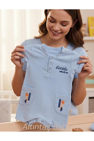 ALTINTAŞ BABY Little Man Yaz Printed Baby Boy Premium Quality Double Jumpsuit