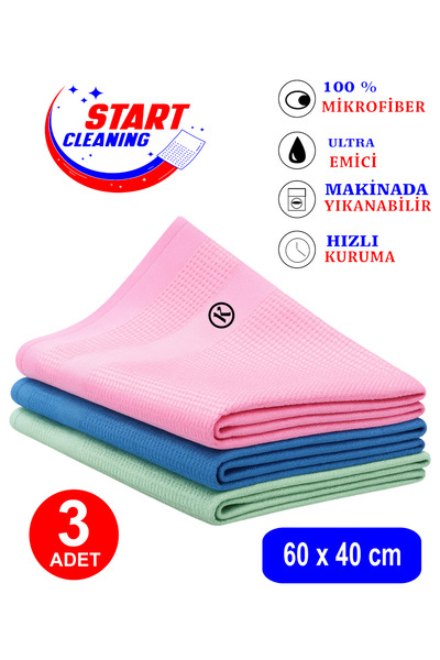 START CLEANING Koza-x Mikrofiber Sihirli Temizlik Bezi 3 Adet Cam,ayna,mutfak...