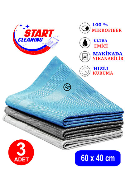 START CLEANING Koza-x Mikrofiber Sihirli Temizlik Bezi 3 Adet Cam,ayna,mutfak...