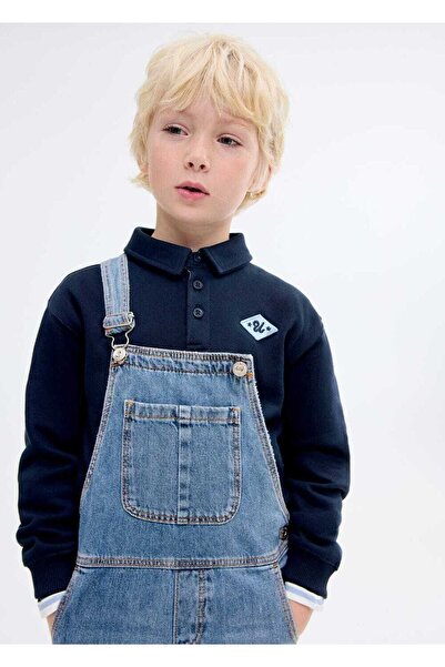 MANGO Baby %100 pamuklu polo tarzı sweatshirt