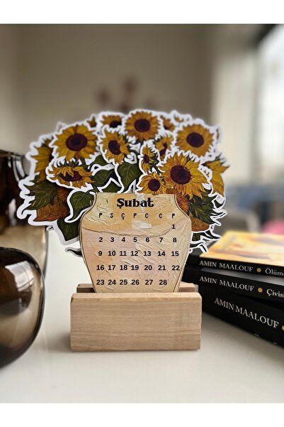 OEM Roekraft Van Gogh’un On İki Ayçiçekli Vazosu tasarımlı takvim , Parlak Kuşe baskı , 2026 Takvim