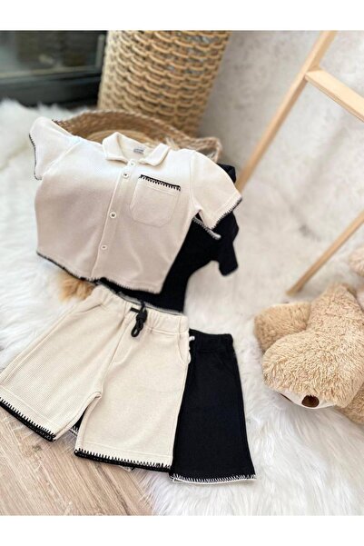 mandalinsbaby Cowboy Stitched Shirt Shorts Set