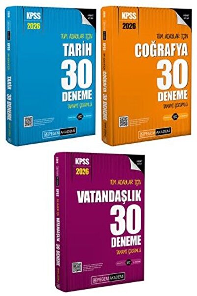 Pegem Akademi Yayıncılık Pegem 2026 KPSS Tarih+Coğrafya+Vatandaşlık 90 Deneme...