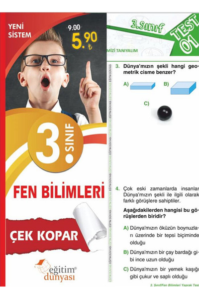 EĞİTİM DÜNYASI YAYINLARI Süper Fiyat Eğitim Dünyası 3. Sınıf Fen Bilimleri Yaprak Test Çek Kopar Eğitim Dünyası Yayınları