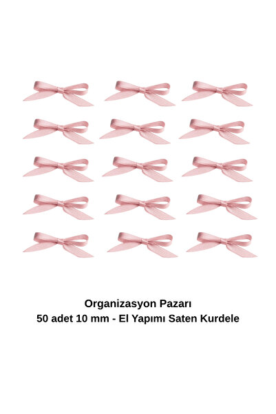 Organizasyon Pazarı Pink Premium Bow Satin Ribbon 10mm 50 Pieces Balloon Decoration Gift Ornament Cake Decoration Bundle Dowry