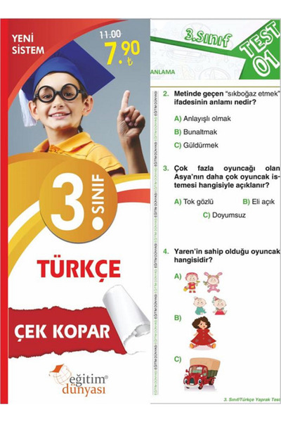 EĞİTİM DÜNYASI YAYINLARI Süper Fiyat Eğitim Dünyası 3. Sınıf Türkçe Yaprak Test Çek Kopar Eğitim Dünyası Yayınları