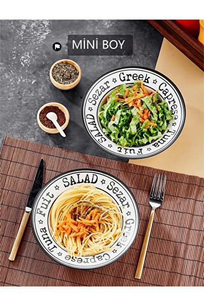 EMBazaar 2'Li Beyaz Mini 20 cm Salata Tabağı/Makarna Tabağı/Çukur Tabak/Salata ve Makarna Sunum Tabak/Tabak