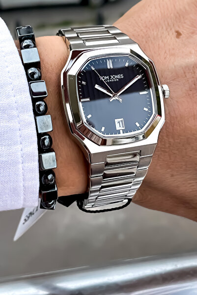 Tom Jones Yeni Sezon Gümüş Renk Çelik Kordon Erkek Kol Saati 3 Atm Su Geçirmez Bileklik Hediyeli