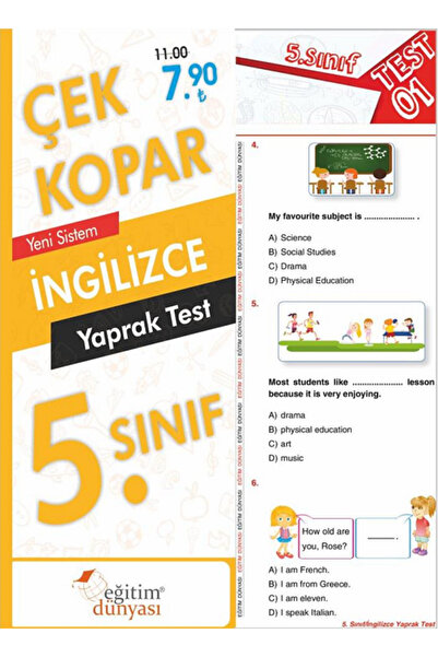 EĞİTİM DÜNYASI YAYINLARI SÜPER FİYAT Eğitim Dünyası 5. Sınıf İngilizce Yaprak...