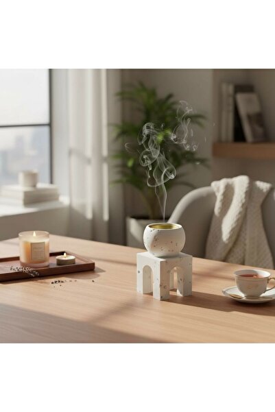 TBATIC مبخرة حجرية عصرية بتصميم مكعب كروي أبيض