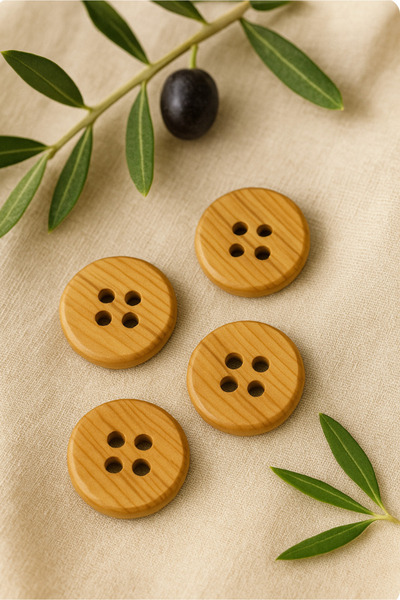 Tasarım أزرار خشبية من خشب الزيتون قطرها 3 سم 5 قطع.