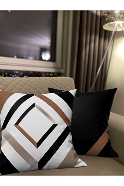 Ardizayn Bohemian - Velvet Fabric (coffee - Black) 2-Piece Throw Pillow Cover - Double Sided Print