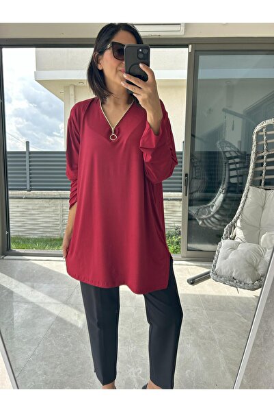 charamela بلوزة نسائية محبوكة كبيرة الحجم بفتحة رقبة على شكل حرف V وتفاصيل سح...