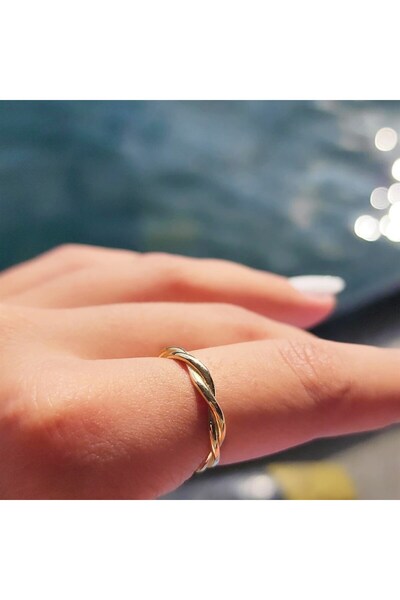FasekGold Burma Tel Modern Taşsız Alyans Yüzük-925 Ayar Kadın Alyans-Burma Telli Eklem 925 Ayar Gümüş Yüzük
