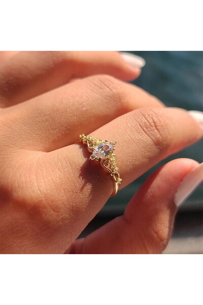 FasekGold Milda Love Signity Swaroski Taşlı Evlilik Teklifi Prenses 925 Ayar ...