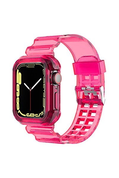 UnDePlus Apple Watch Ultra 1/2/3 49mm Kasa Korumalı Şeffaf Silikon Kordon