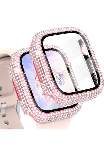 UnDePlus Apple Watch 7/8/9 41mm Full Kenar Taşlı Sert PC Kasa Ve Ekran Koruyucu