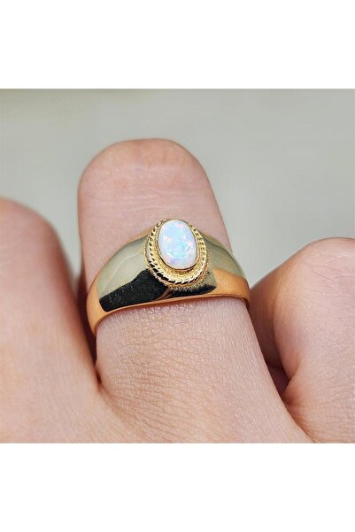 FasekGold Gümüş Yüzük - Opal Şövalye Kadın 925 Ayar Gümüş Yüzük-Opal Gümüş 92...