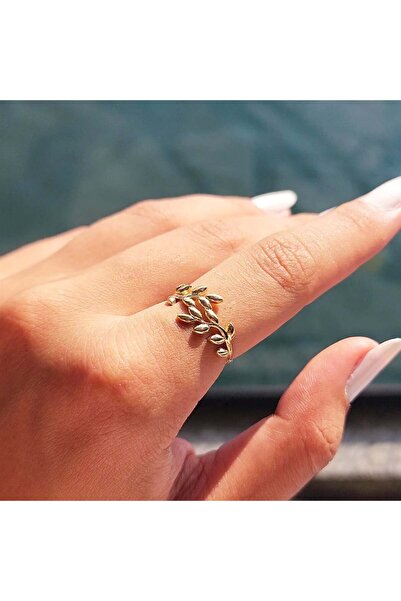 FasekGold Zeytin Dalı 925 Ayar Gümüş Yüzük-Taşsız Gümüş Hediye Yüzük-Modern H...