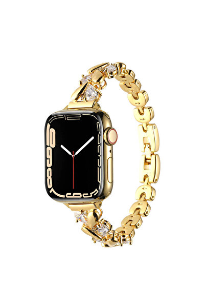 UnDePlus Watch 7/8/9 45mm Kordon Taşlı İnce Metal Kordon 103 Uyumlu