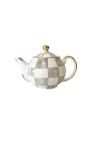 ARTER Home Damalı Gri Küçük Tombul Demlik