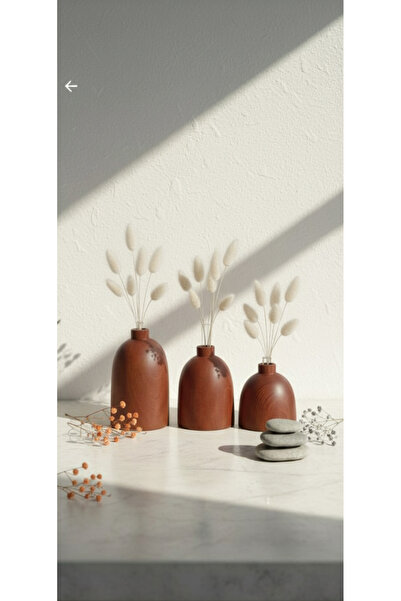 MBE Ahşap Doğal Ahşap Kızıl Renk Vazo&Biblo