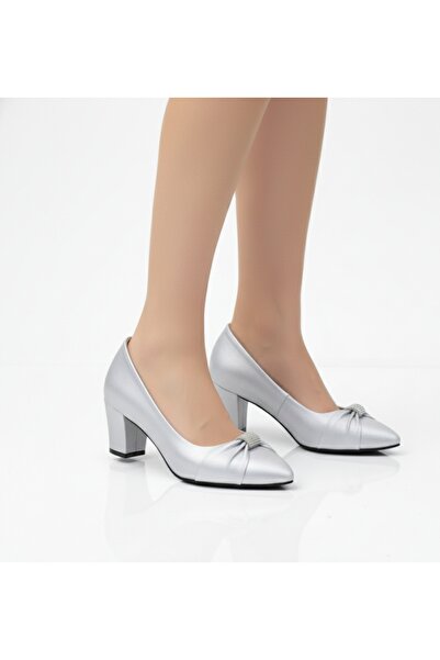 Elit 641 Срібні камінці, 5 см, жіночі вечірні туфлі на підборах