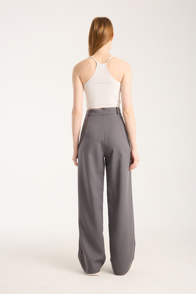 LAVA FASHION Kadın Pileli Kumaş yüksek bel Palazzo Pantolon