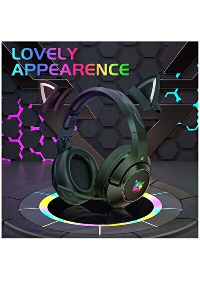 COOYA Gaming Headset with Detachable Cat Ears Compatible , RGB Backlight and Noise Cancelling Microphone