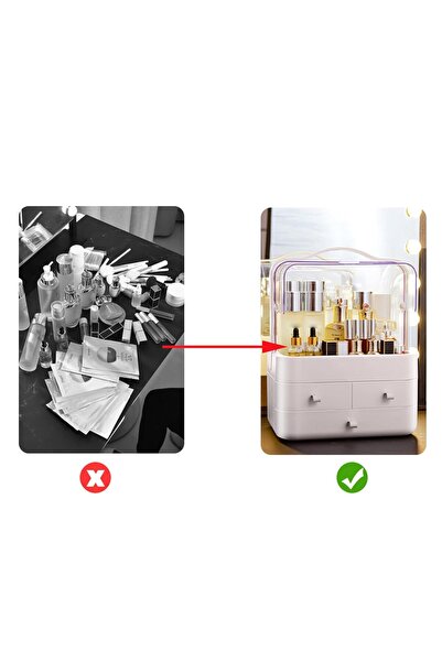 COOYA Makeup Organizer and Storage for Vanity with Lid and Drawers Countertop Waterproof and Dustproof