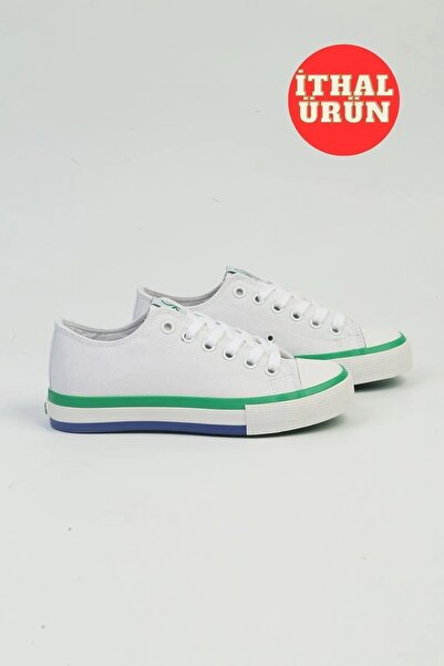 Benetton New Season Linen Women's Sports Shoes - White Green