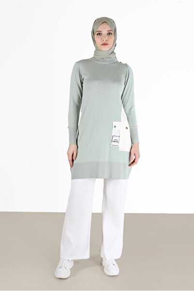 Alvina WRITING PRINTED POCKET DETAILED KNITWEAR TUNIC 42034