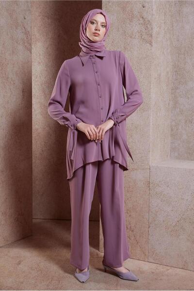 Alvina 44483ModelShirt Collar Trousers Set