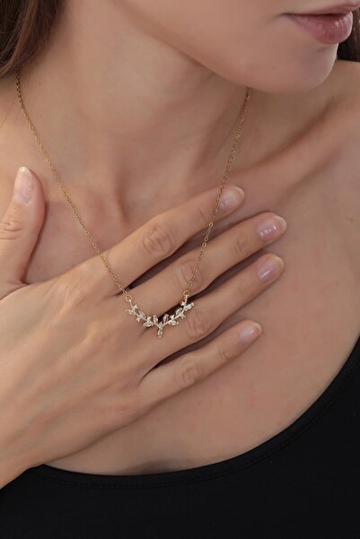 Bijuty قلادة نسائية على شكل نبات اللبلاب - لون ذهبي - (مع هدية مفاجئة)