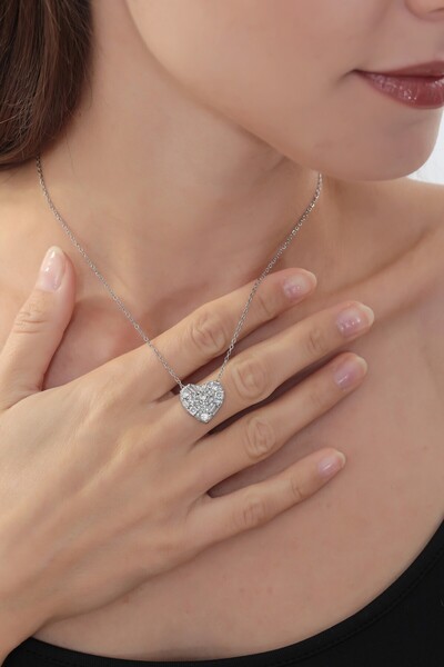 Bijuty Women's Heart Necklace with Steel Chain - Silver Color - (with Surpris...