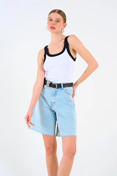 trend_ermege Two-Color Tank Top White-Black