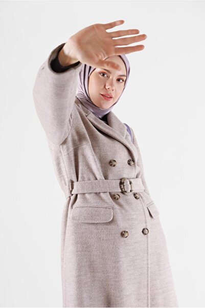 Alvina BUTTONED BELLY CROWACE COLLAR COAT 90282