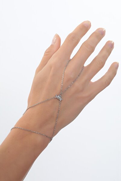 Bijuty خاتم نسائي نصف زهرة من الفولاذ - لون فضي - (مع هدية مفاجئة)