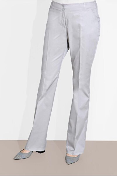 TRENDTESETTÜR Women's Silver Wide Leg Cotton Trousers 7576