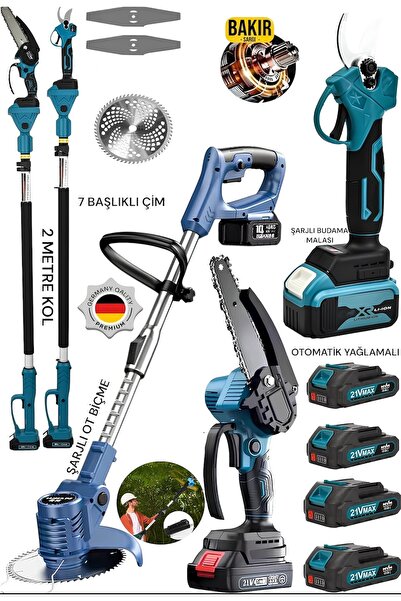 DYNAMİC MAX 2 Bataryalı Şarjlı Dal Budama Bağ Makası-Dal Budama Testeresi-Tel...