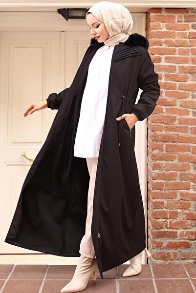 TRENDTESETTÜR KADIN SİYAH BELİ BAĞCIKLI MANTO T 2011