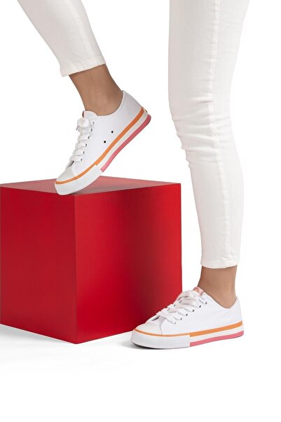 Benetton ®| Bn-90176 - 3374 White Orange - Women's Sports Shoes