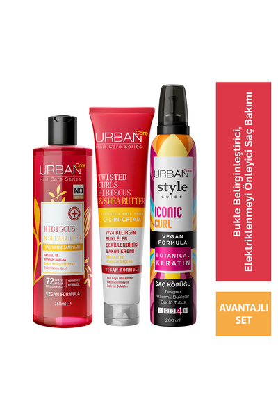 Urban Care Hibiscus & Shea Butter Kıvırcık Ve Dalgalı Saçlara Özel Saç Bakım 3'lü Set-sülfatsız-vegan