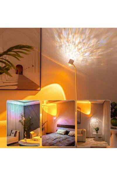 Arabest مصباح أرضي متغير الألوان لغروب الشمس - مصباح LED بموجة المحيط ومصباح مزاجي ثنائي الجانب